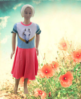 Kleid Gr. 146 kurzarm Pferdekopf