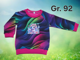 Handmade Pullover Gr. 92 bunt / Einhorn mitwachsend