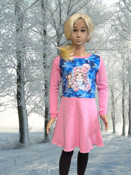 Kleid Gr. 128 langarm Mädchen & Reh/rosa