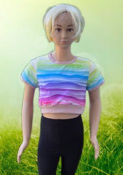Handmade Kurzshirt in Gr. 146 bunt mitwachsend