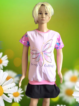 Handmade Tshirt Gr. 140 Schmetterlinge Jersey mitwachsend