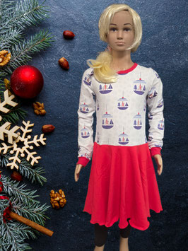 Tellerrockkleid Gr. 146 Christbaumkugel/rot