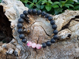 Diffuser armband van Lavastenen en roze chakra stenen