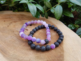 Lavasteen Armband Paars-Zwart