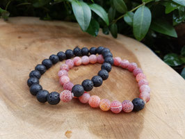 Lavasteen Armband rood-zwart