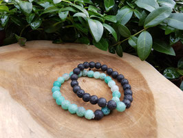 Lavasteen armband Groen-zwart