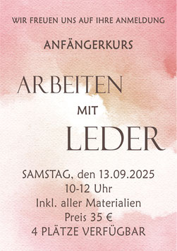 Arbeiten mit Leder am 13.09.2025 10-12 Uhr