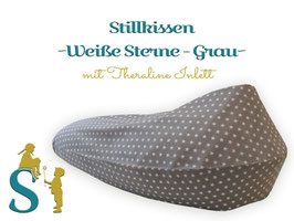 Stillkissen ~Weiße Sterne - Grau~ Theraline Inlett