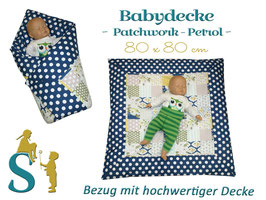 Babydecke ~Patchwork - Petrol ~ 80x80cm