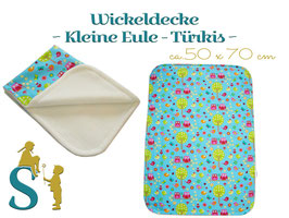Kleine Wickeldecke ~ Kleine Eule - Türkis ~ ca. 50x70cm