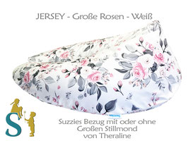 Bezug für großen Stillmond~Jersey-große Rosen-Weiß~