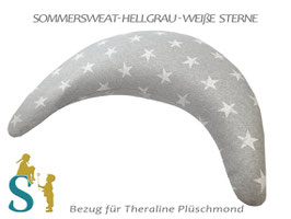 Bezug für Plüschmond ~Sommersweat - Hellgrau-weiße Sterne~