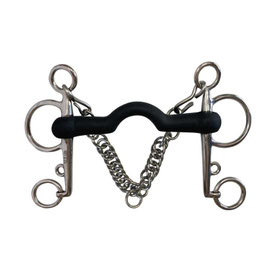 BOCADO PELHAM EMBOCADURA GOMA PUENTE+CADENILLA INOX