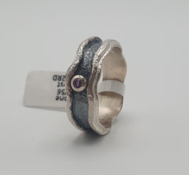 Ring Eva Stone 925/- Silber geschwärzt mit Amethyst