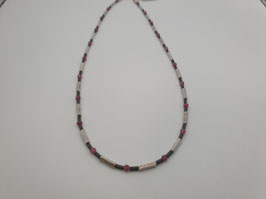 Eva Stone Collier 925/- Silber, Hämatit, Rubin