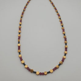 Collier Eva Stone 925/- Silber vergoldet, mit rosa Turmalin