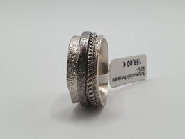 Ring Eva Stone 925/- Silber mit 2 beweglichen Drehringen, 1 x geschwärzt, vintage / Betonoptik