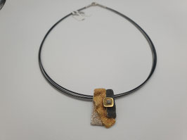 Eva Stone Collier 925/- Silber geschwärzt/vergoldet mit Rohdiamant