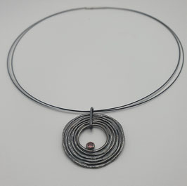 Collier Eva Stone 925/- Silber geschwärzt, mit rosa Turmalin