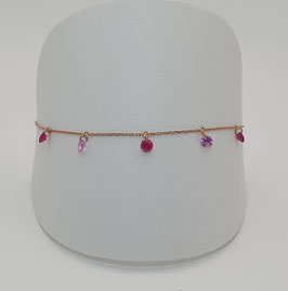 Armband mit fassungslosen pink Saphir und Rubinen