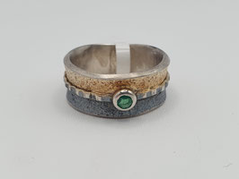 Ring Eva Stone 925/- bicolor mit Smaragd