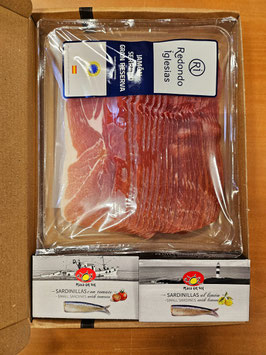 Paquete 1: Jamón Serrano, Sardines Limon, Sardines tomate.