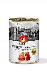 Aceitunas verdes con Jamón. 120 gram.