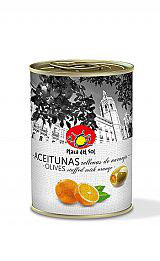 Aceitunas verdes con Naranja. 120 gram.