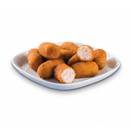 Croqueta de Gambas y Merluza. 30 gram per stuk. 33 stuks in een zak.