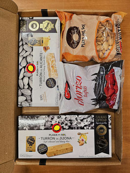 Paquete 2: Turron Jijona, Turron Alicante, Mini fuets, Almendras.