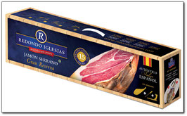 Box Jamón Serrano Gran Reserva, 18+ maanden gerijpt. 6 a 7 kilo.