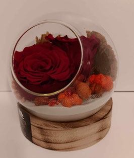 Boule moyenne avec 2 roses éternelles existe en 6 couleurs