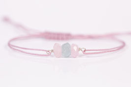 Edelstein Armband Rosenquarz & Aquamarin