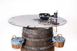 Fonduefass-Aufsatz "Edelweiss" mit Zubehör; rostfrei geschliffen