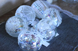 8416   HOFF Interieur　　　　　　　　　　 GLASS BALLS LACE  S/6 　　　　　　　　　　オーナメント6柄set /  　　　　　　　　　　　 φ 約 80mm /ﾄﾞｲﾂ輸入