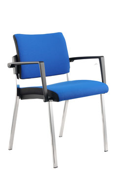 SP05-blau 4-Fuß Stuhl Sitz und Rücken gepolstert