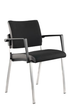 SP06-schwarz 4-Fuß Stuhl Sitz und Rücken gepolstert