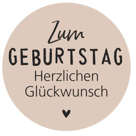 Etiketten "ZUM GEBURTSTAG.... HERZLICHEN GLÜCKWUNSCH"