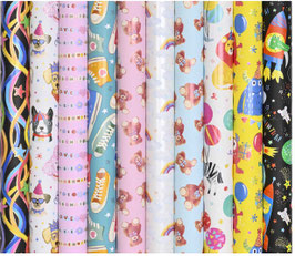 PARTY MONSTER Geschenkpapier-Kurzrollen-Sortiment