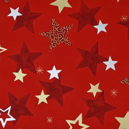STA048-38R   BIG GOLDEN STARS ON RED  - RECYCLING
