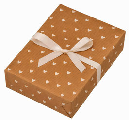 Geschenkpapier  K40860-13  WHITE HEARTS ON RECYCLING BROWN
