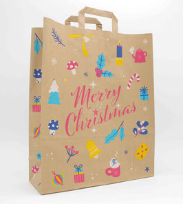 WEIHNACHTSTRAGETASCHE  "MERRY CHRISTMAS BROWN"