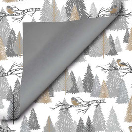 Geschenkpapier K90196  WINTER WOODS & BIRDS