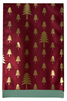 Flachbeutel TREES GOLD METALLIC / BURGUNDY
