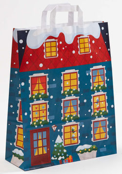 WEIHNACHTSTRAGETASCHE  "WINTER HOUSE BLUE"