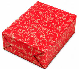 Geschenkpapier - WINTER BRANCHES GOLD ON RED -  STA2821-3800A