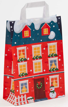 WEIHNACHTSTRAGETASCHE  "WINTER HOUSE RED"