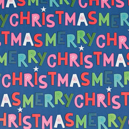 Geschenkpapier MERRY CHRISTMAS LETTERS BLUE  STA2721-0100A