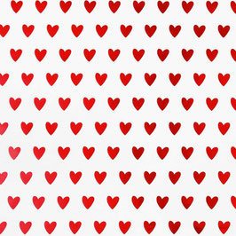 STA2005-6338M   HEARTS - METALLIC RED ON WHITE