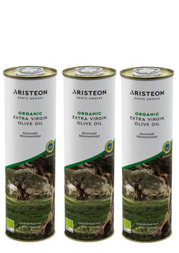 3 x 1 Liter Bio Olivenöl aus Zakynthos- kaltgepresst - extra nativ - sortenrein aus Koroneiki Oliven